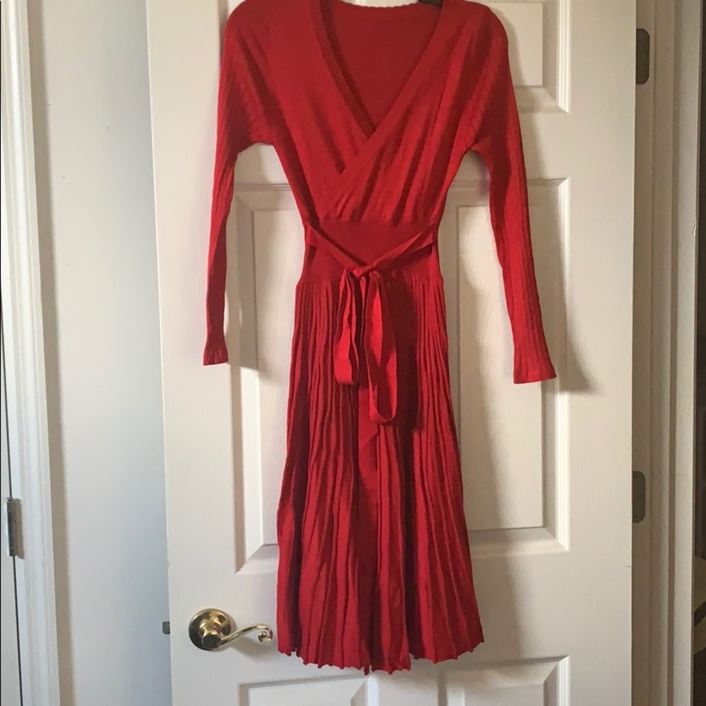 Long sleeve V-neck sweater dress